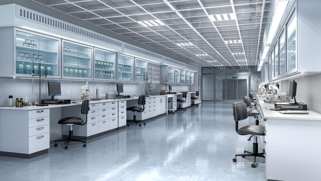 Scientists working in a professional laboratory